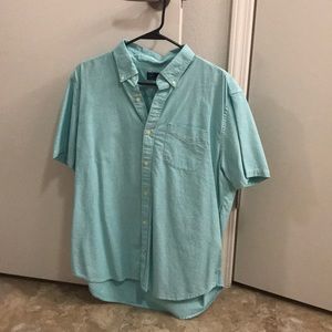 GAP Blue-Green Short Sleeve Button Down